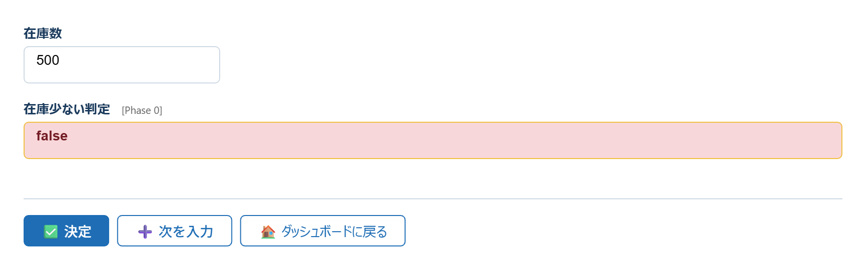 計算結果がfalseのとき赤色で表示される